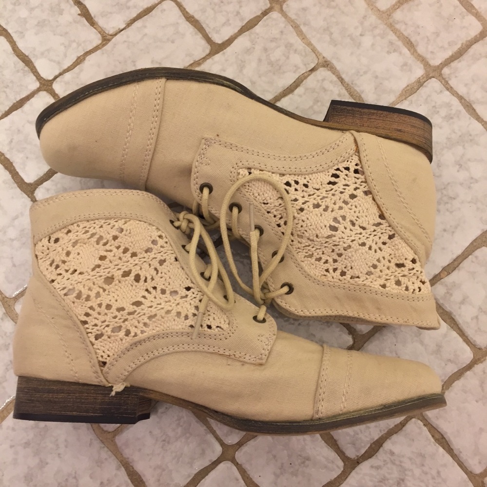 ivory lacey ankle booties